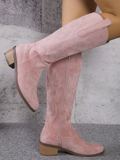 Women's Knee High Cowgirl Boots | Slip On Western-Levorel