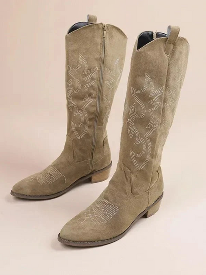 Women's Knee High Cowgirl Boots | Slip On Western-Levorel