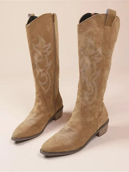 Women's Knee High Cowgirl Boots | Slip On Western-Levorel