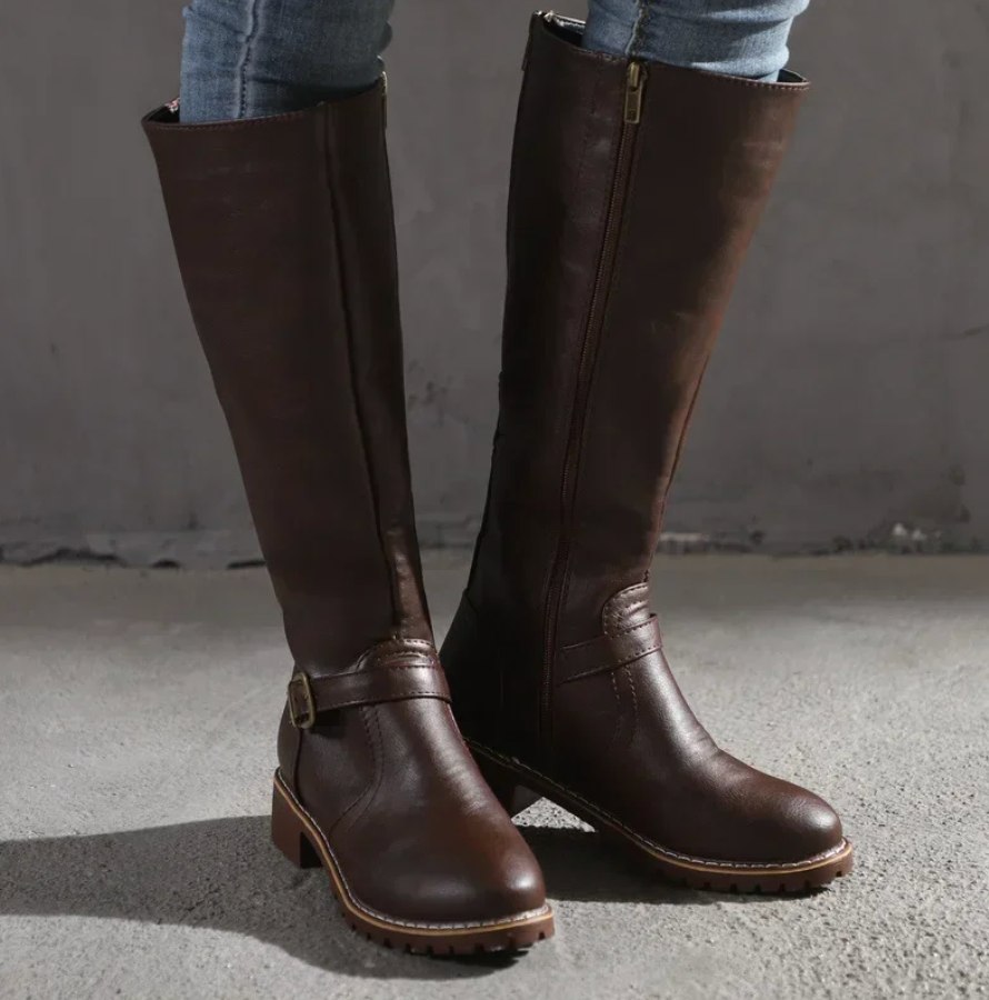 Women's Knee High Riding Boots | Flat Slip On Comfortable-Levorel