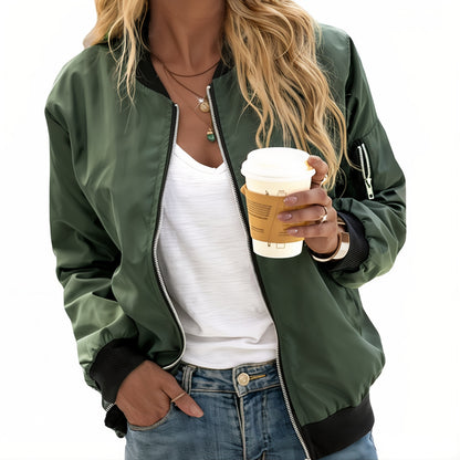 Women’s Lightweight Bomber Jacket | Short Casual-Levorel