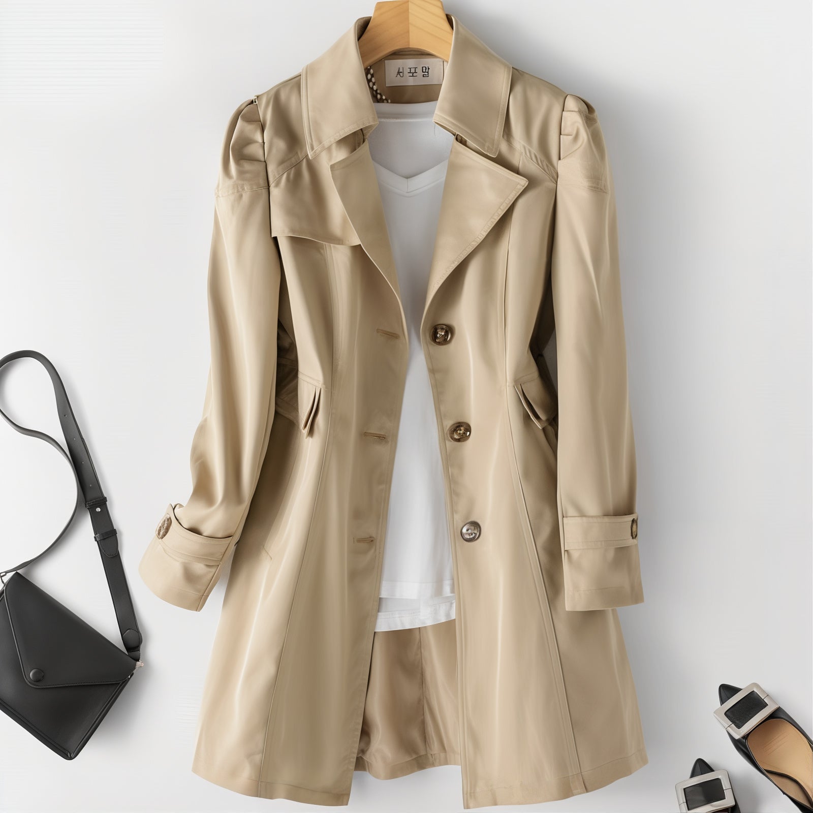 Women's Lightweight Flared Trench Coat | Waist Spring-Levorel