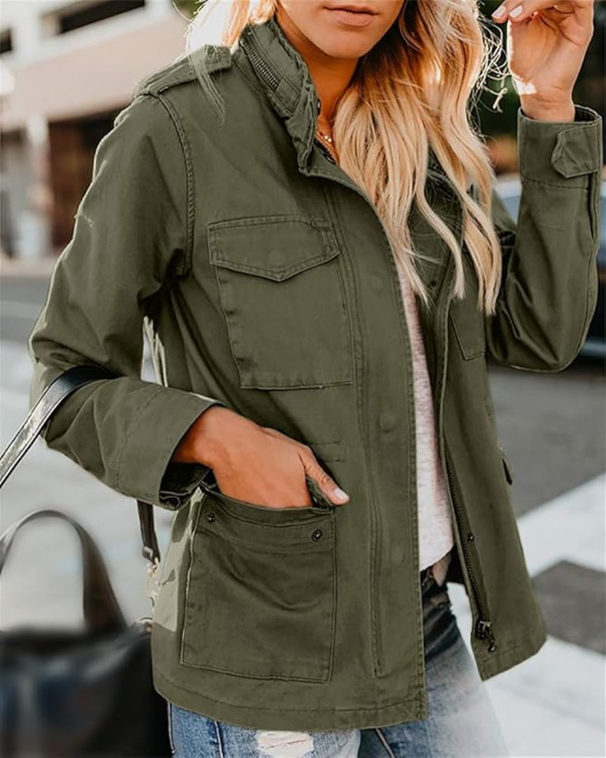 Women's Lightweight Utility Jacket | Casual Waist Length-Levorel
