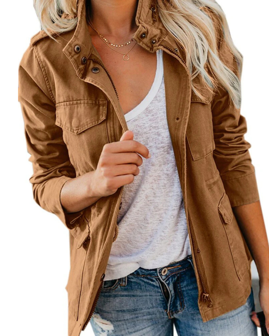 Women's Lightweight Utility Jacket | Casual Waist Length-Levorel