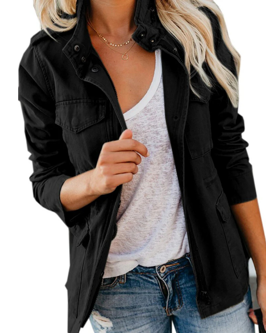 Women's Lightweight Utility Jacket | Casual Waist Length-Levorel