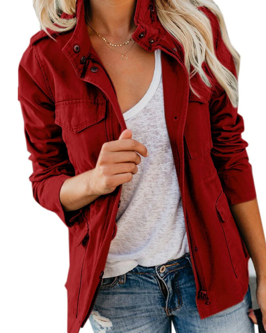 Women's Lightweight Utility Jacket | Casual Waist Length-Levorel