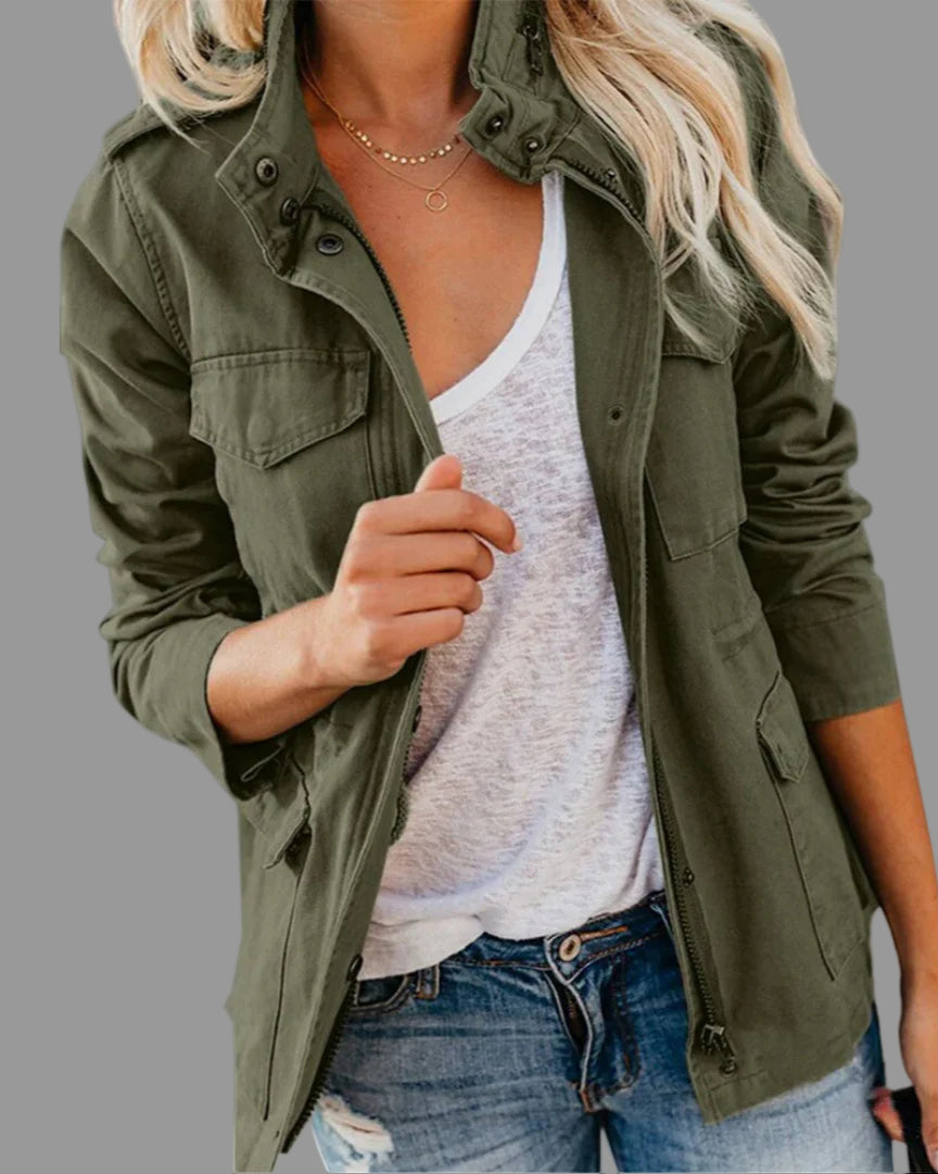 Women's Lightweight Utility Jacket | Casual Waist Length-Levorel