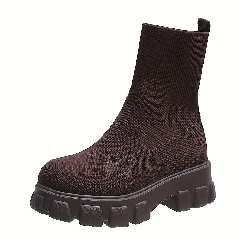 Women’s Platform Ankle Boots | Slip On Grip Sole-Levorel