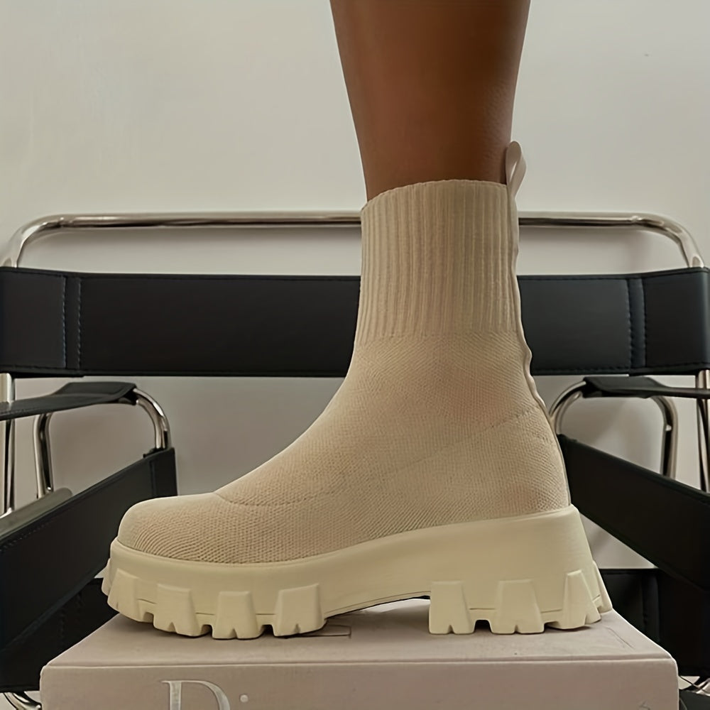 Women’s Platform Ankle Boots | Slip On Grip Sole-Levorel