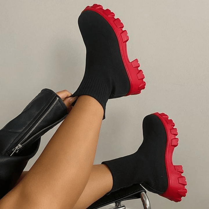 Women’s Platform Ankle Boots | Slip On Grip Sole-Levorel