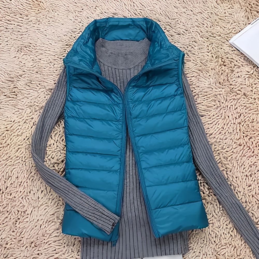 Women's Puffer Vest | Zip-Up Sleeveless Casual