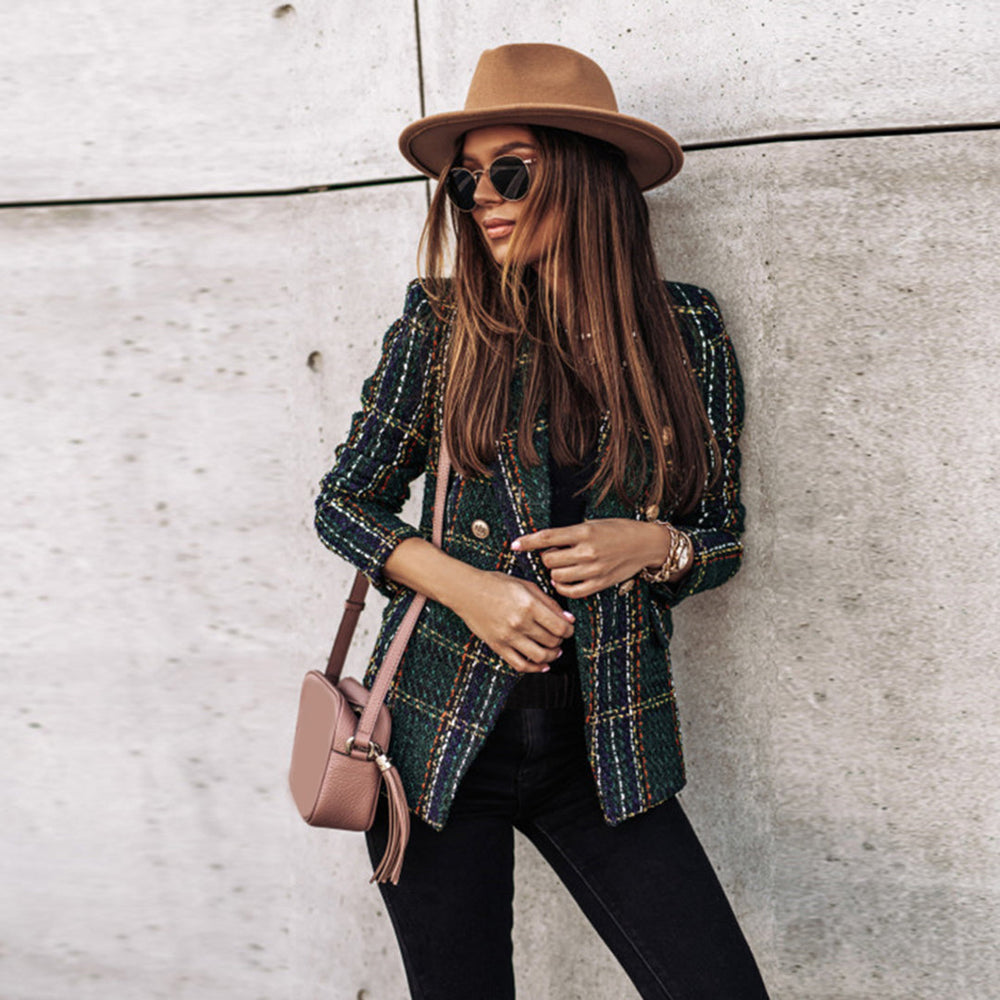 Women's Quilted Tweed Blazer | Long Lightweight-Levorel