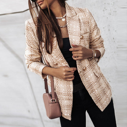 Women's Quilted Tweed Blazer | Long Lightweight-Levorel