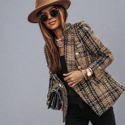 Women's Quilted Tweed Blazer | Long Lightweight-Levorel