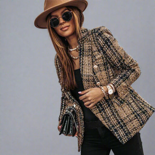 Women's Quilted Tweed Blazer | Long Lightweight-Levorel