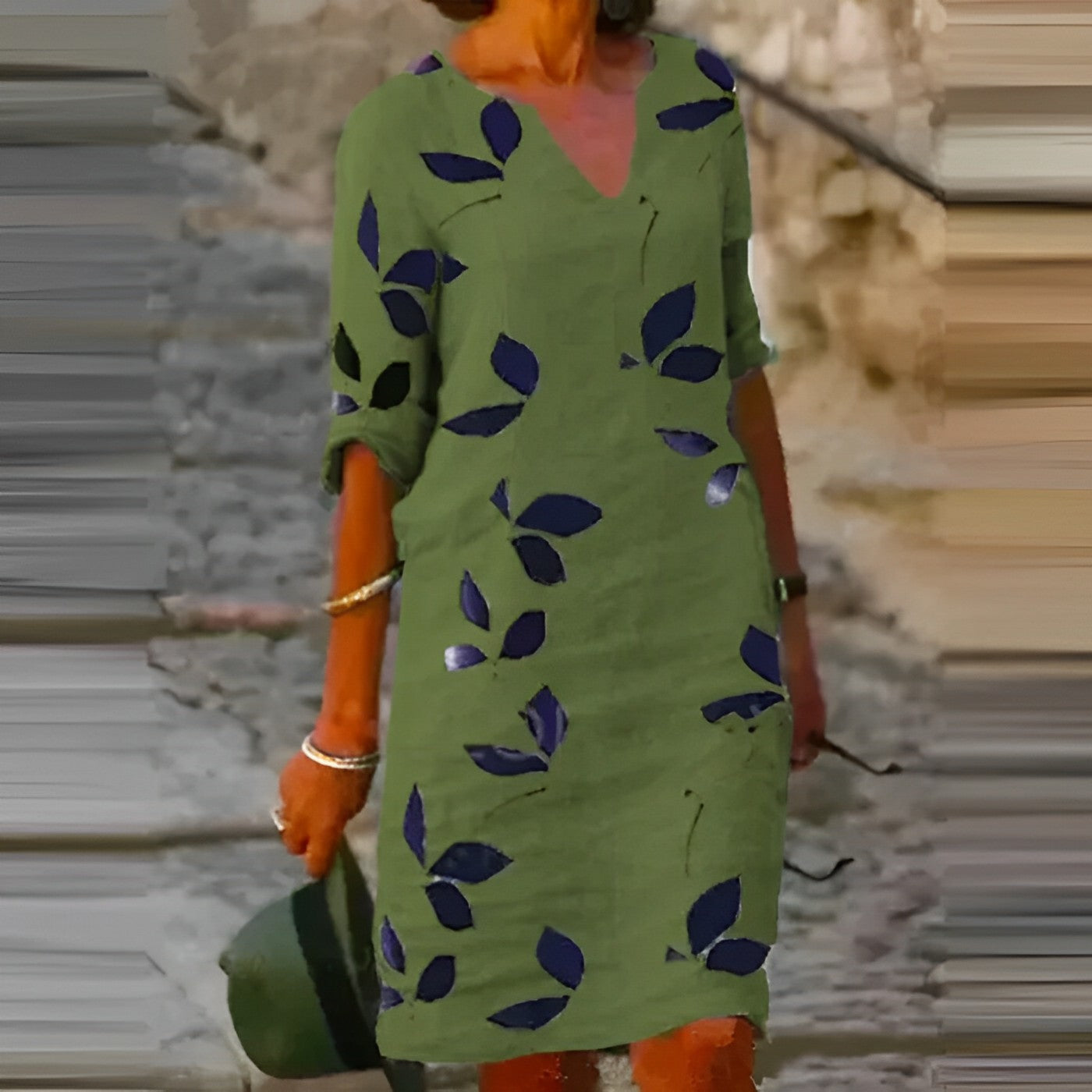 Women's Summer Dress | Loose, V-Neck-Levorel