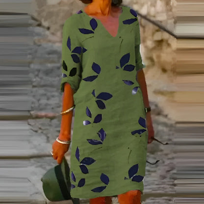 Women's Summer Dress | Loose, V-Neck-Levorel