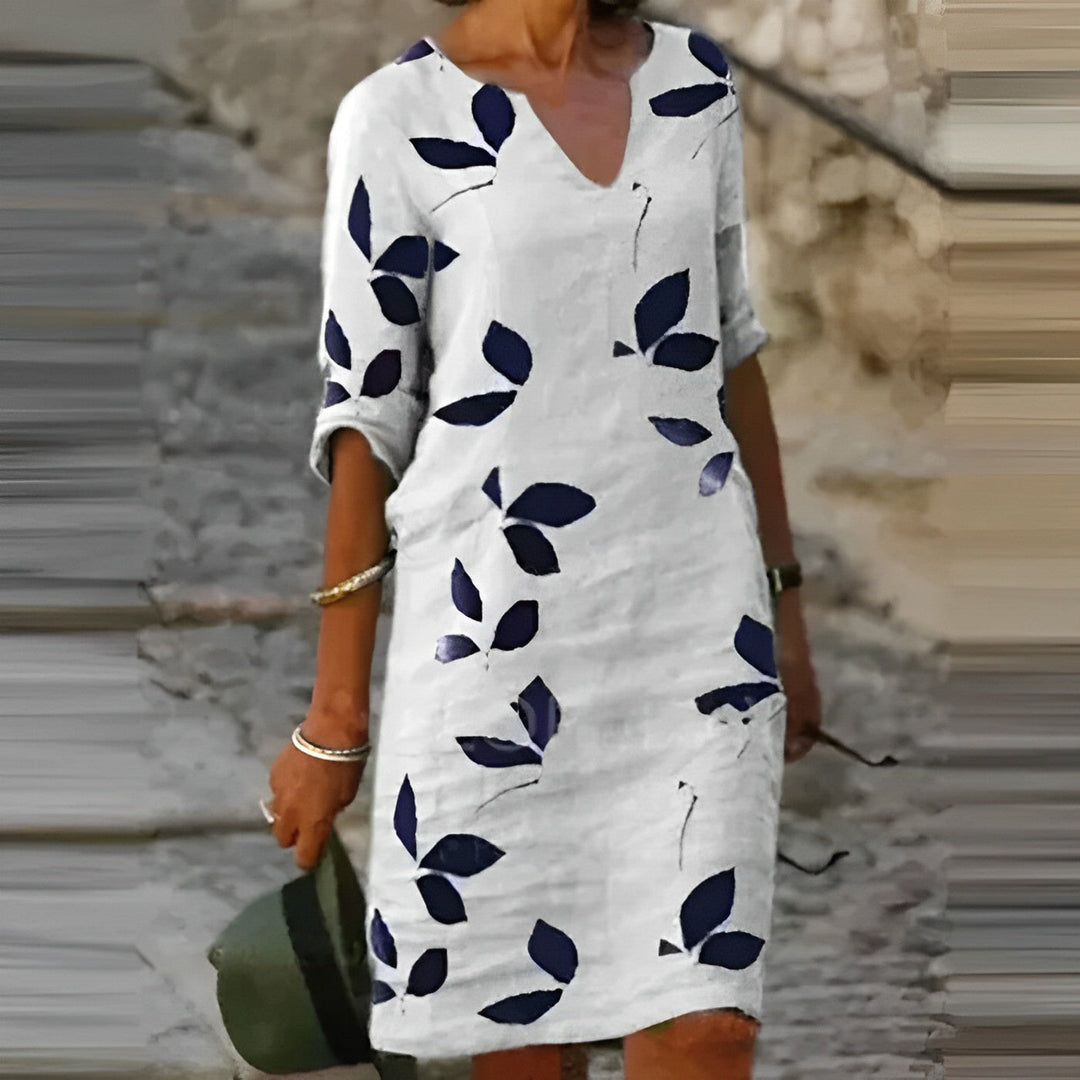 Women's Summer Dress | Loose, V-Neck-Levorel