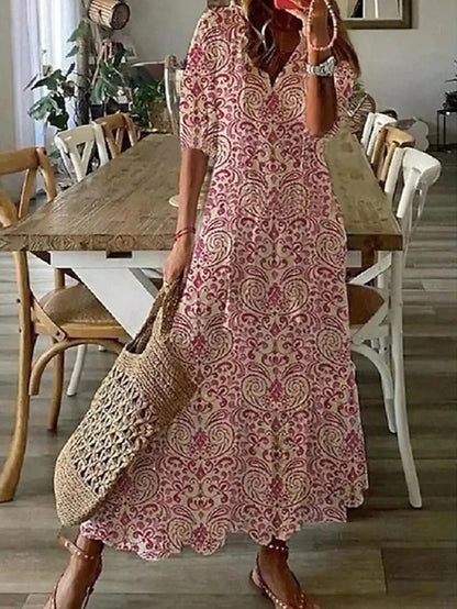 Women's Summer Maxi Dress | Floral Puff Sleeve-Levorel