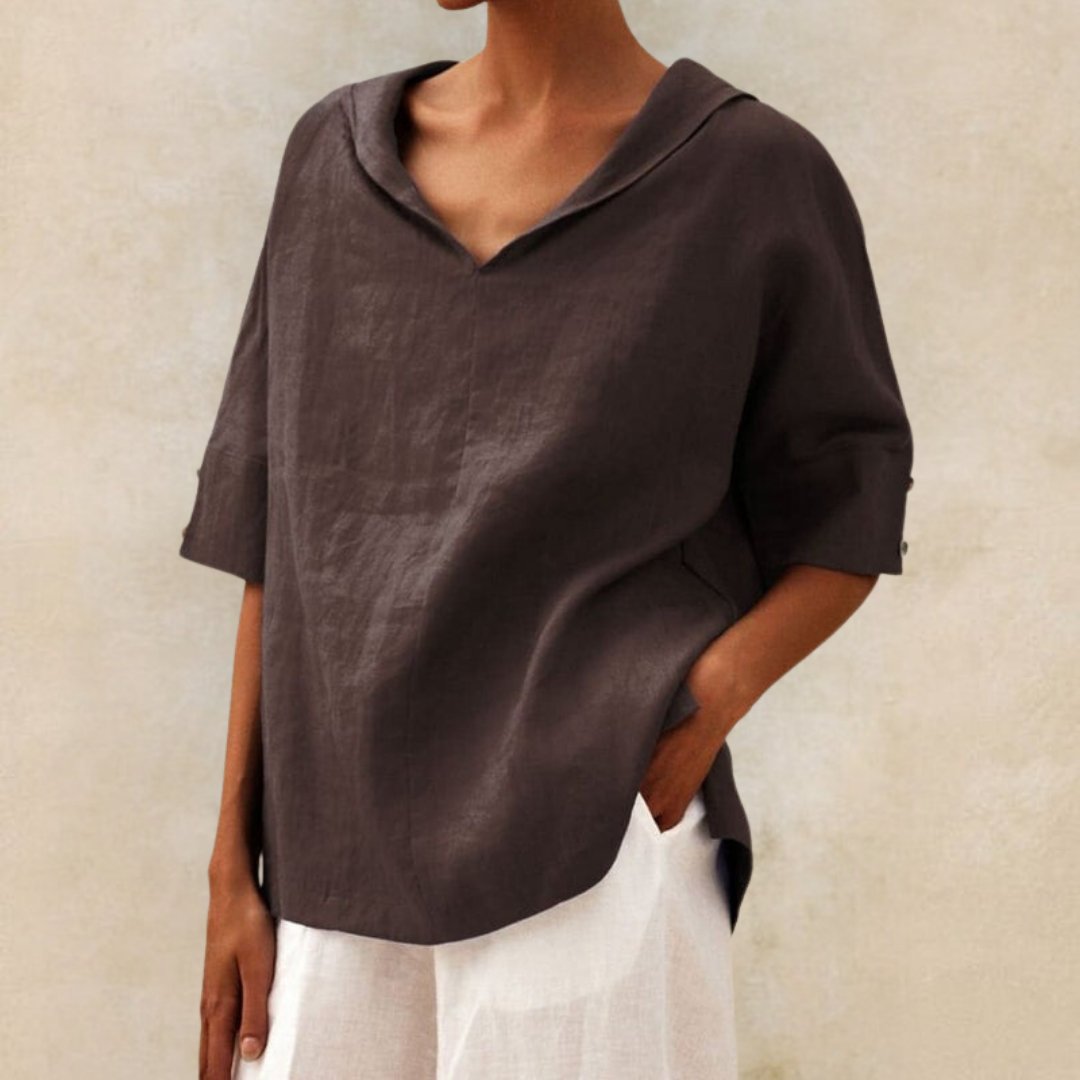 Women's Summer Tunic Blouse | V-Neck 3/4 Sleeve-Levorel