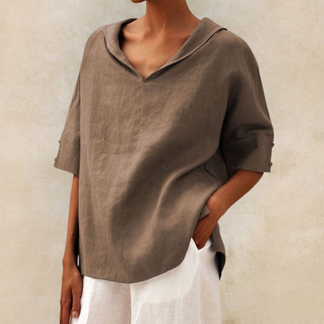 Women's Summer Tunic Blouse | V-Neck 3/4 Sleeve-Levorel