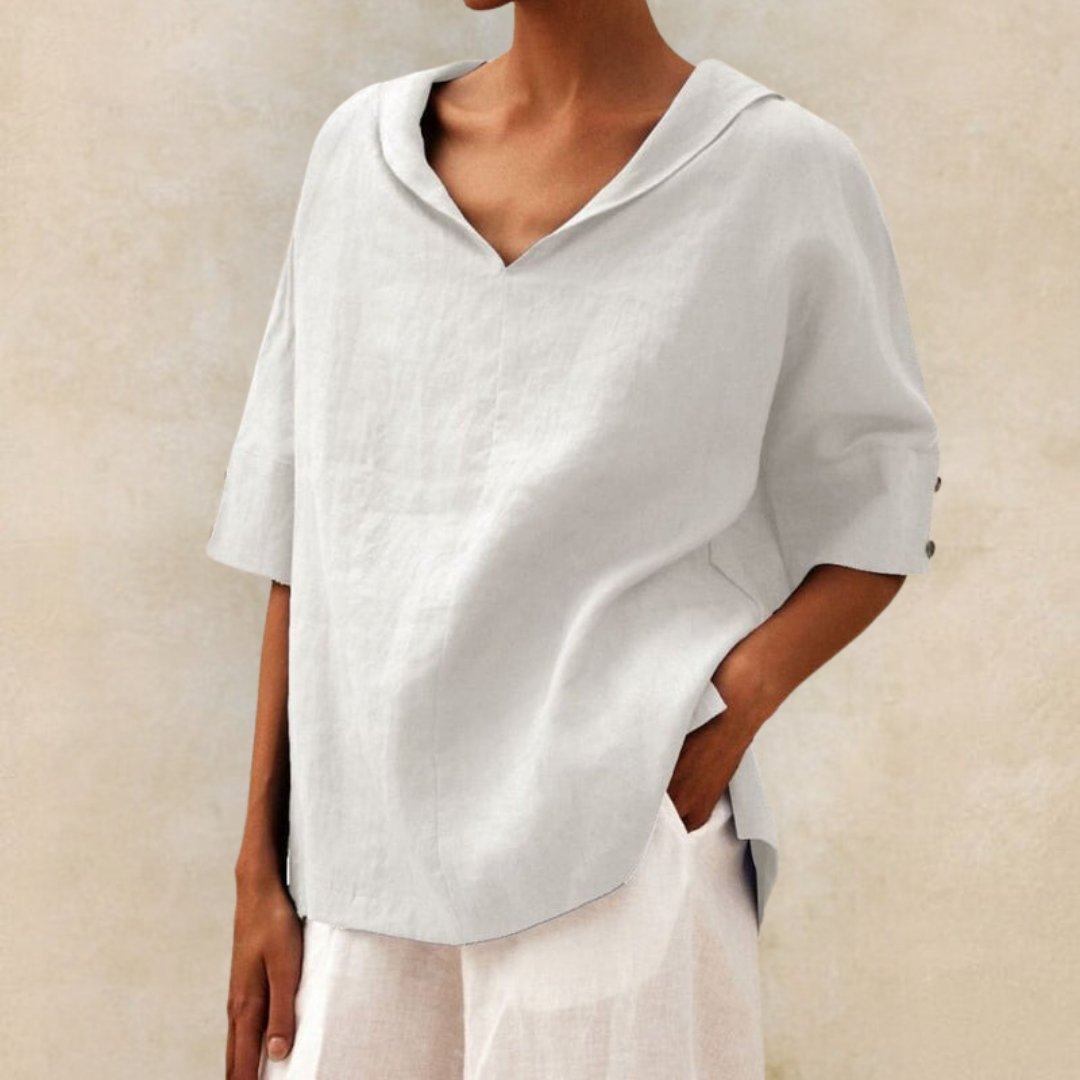 Women's Summer Tunic Blouse | V-Neck 3/4 Sleeve-Levorel