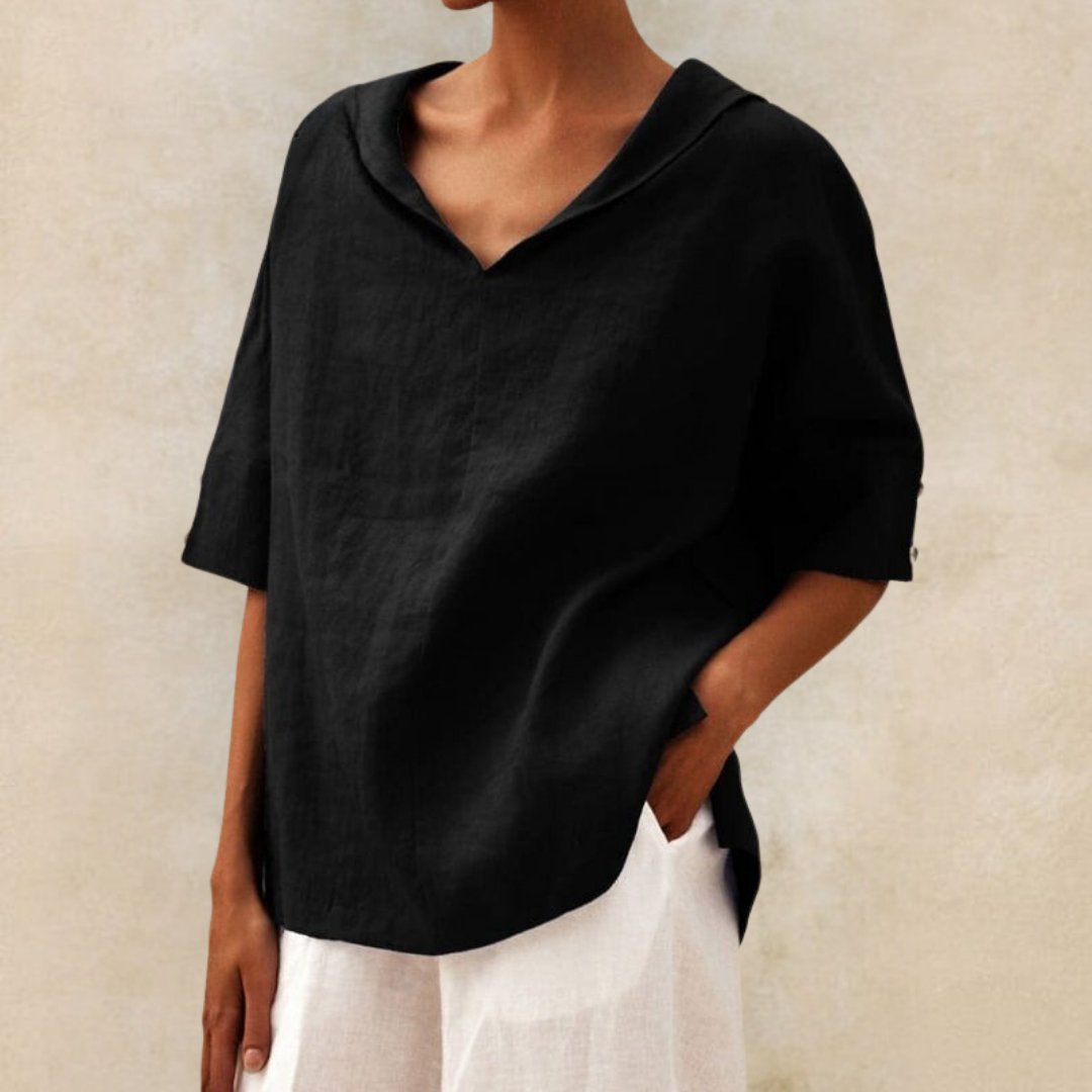 Women's Summer Tunic Blouse | V-Neck 3/4 Sleeve-Levorel