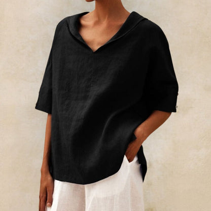 Women's Summer Tunic Blouse | V-Neck 3/4 Sleeve-Levorel