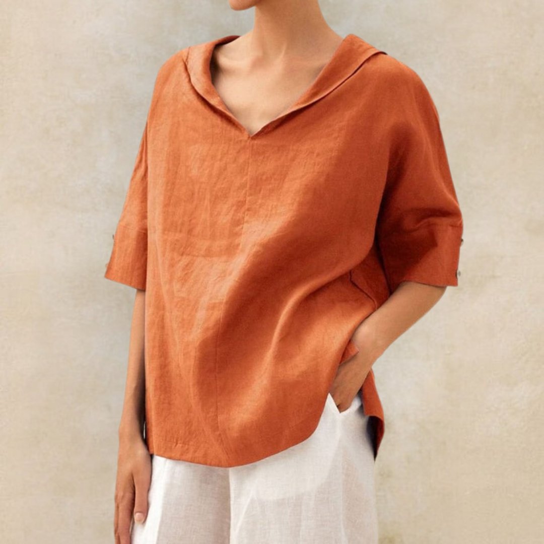 Women's Summer Tunic Blouse | V-Neck 3/4 Sleeve-Levorel