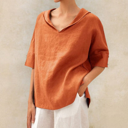 Women's Summer Tunic Blouse | V-Neck 3/4 Sleeve-Levorel