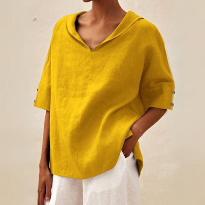 Women's Summer Tunic Blouse | V-Neck 3/4 Sleeve-Levorel