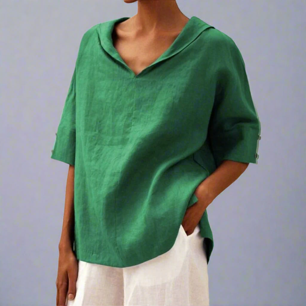 Women's Summer Tunic Blouse | V-Neck 3/4 Sleeve-Levorel