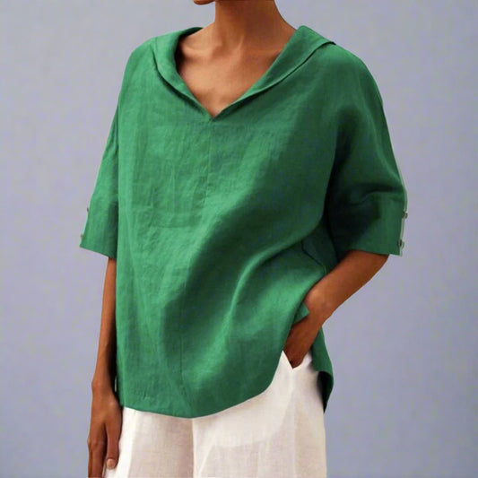 Women's Summer Tunic Blouse | V-Neck 3/4 Sleeve-Levorel
