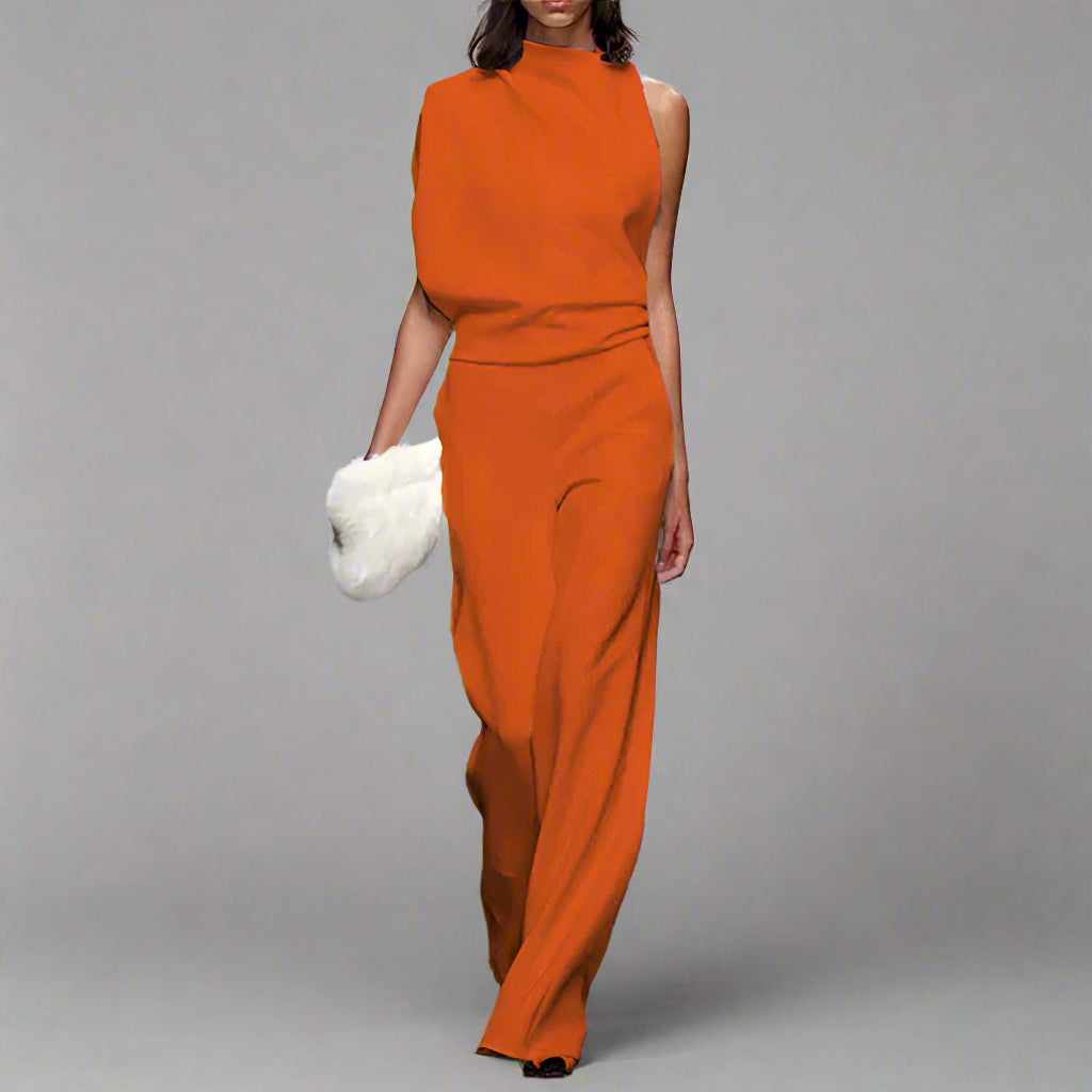 Women's Wide Leg Jumpsuit | One Shoulder Elegant-Levorel