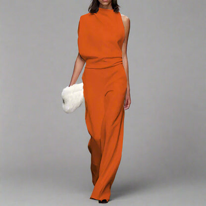 Women's Wide Leg Jumpsuit | One Shoulder Elegant-Levorel