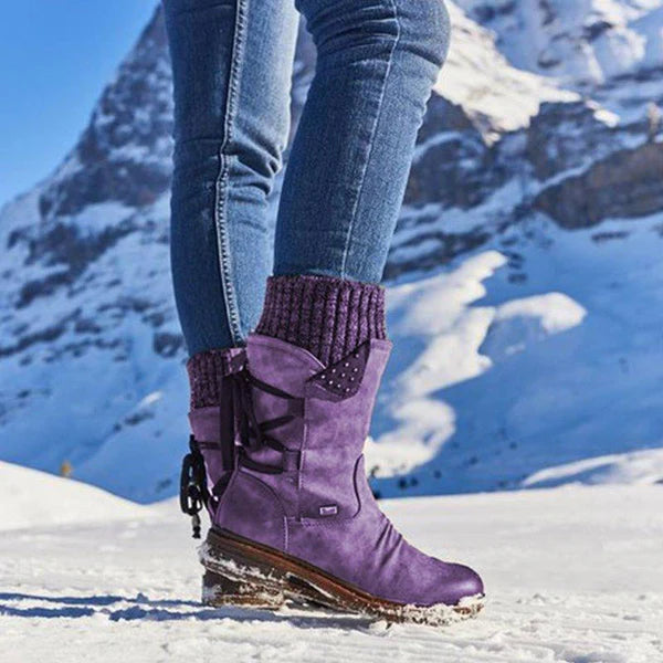 Women's Winter Boots | Knit Trim Slip On-Levorel