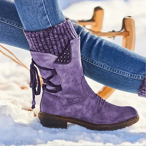 Women's Winter Boots | Knit Trim Slip On-Levorel