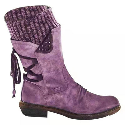 Women's Winter Boots | Knit Trim Slip On-Levorel
