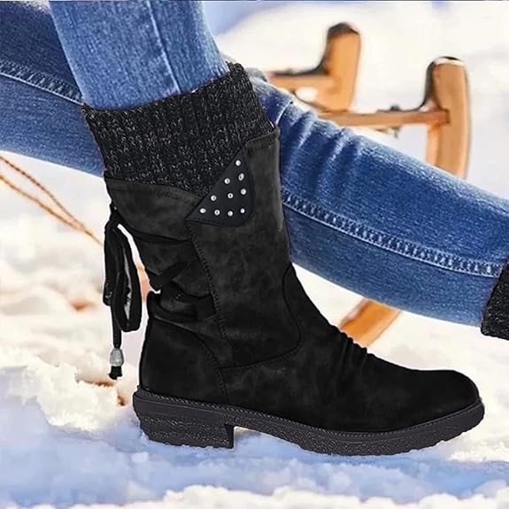 Women's Winter Boots | Knit Trim Slip On-Levorel