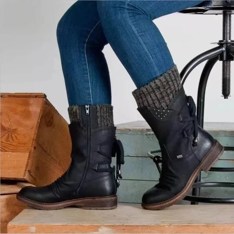 Women's Winter Boots | Knit Trim Slip On-Levorel