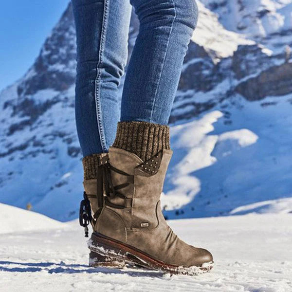 Women's Winter Boots | Knit Trim Slip On-Levorel