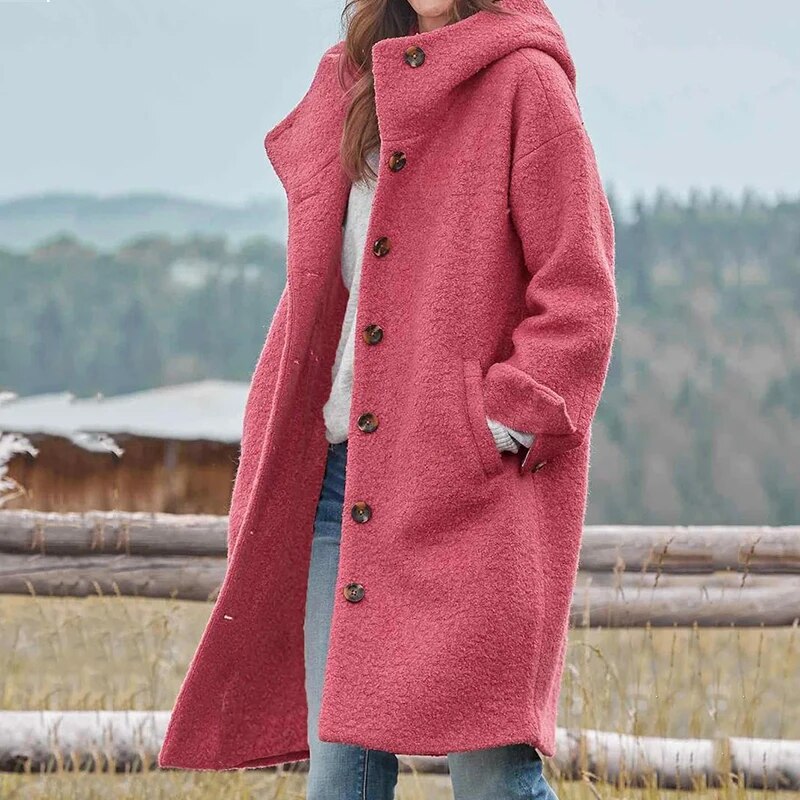 Women's Winter Trench Coat | Long Buttoned-Levorel