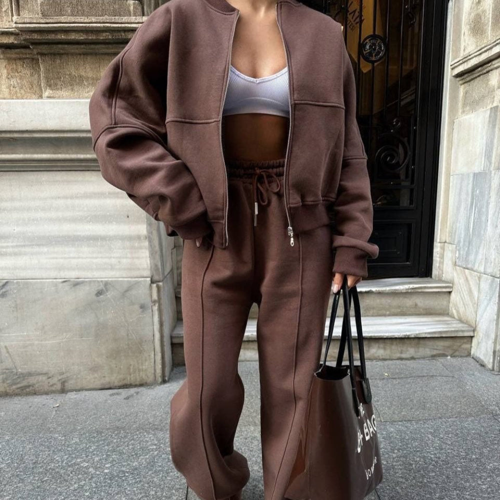 Womens Tracksuit Set Matching Long Sleeve Sweater Drawstring Trousers 2