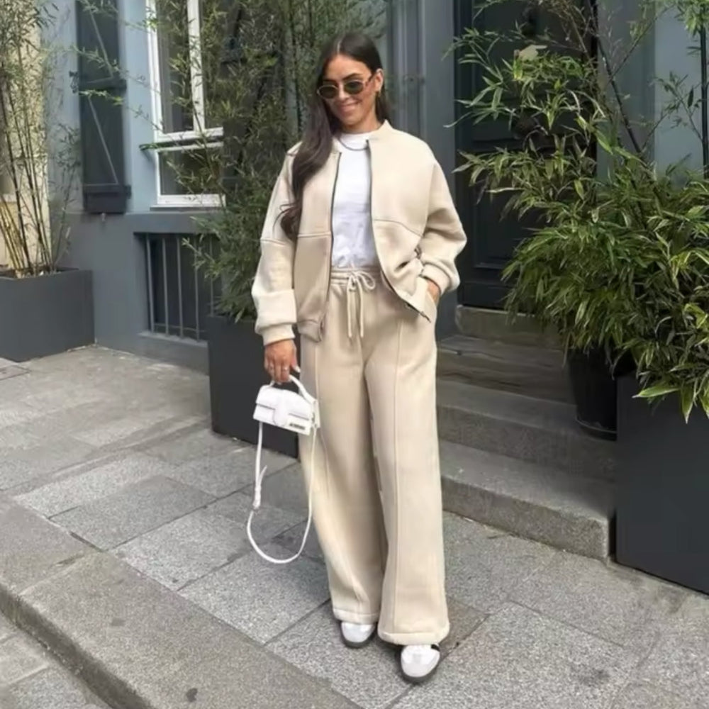 Womens Tracksuit Set Matching Long Sleeve Sweater Drawstring Trousers 3