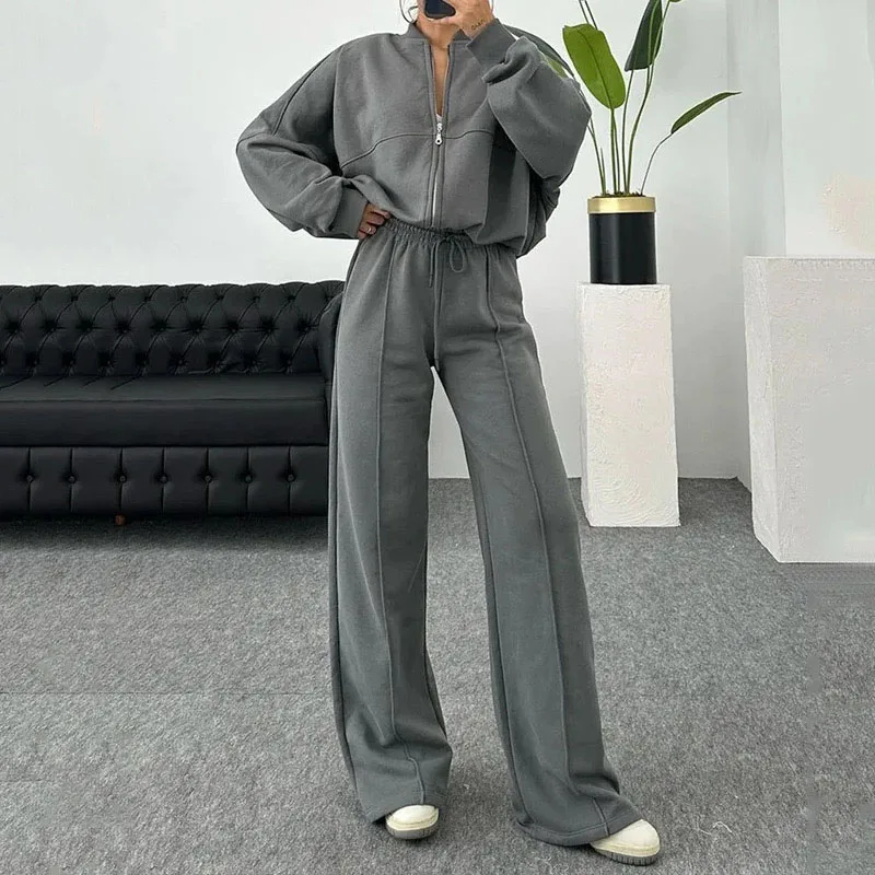 Womens Tracksuit Set Matching Long Sleeve Sweater Drawstring Trousers 4