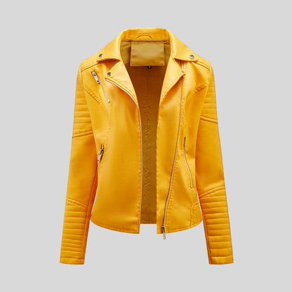 Women's Stylish Moto Jacket Slim Fit Asymmetrical Zip