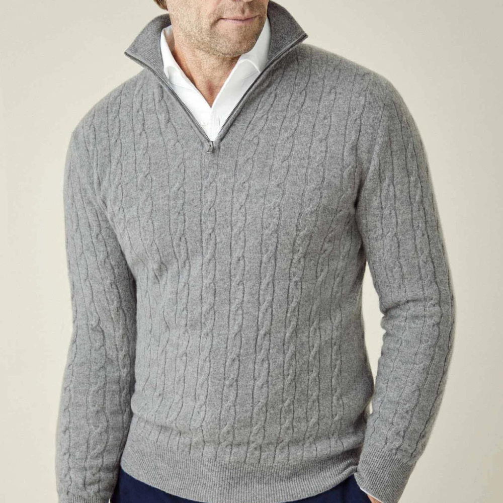 Zipper Sweater - Cable Knit Texture & Adjustable Warmth - Image 14