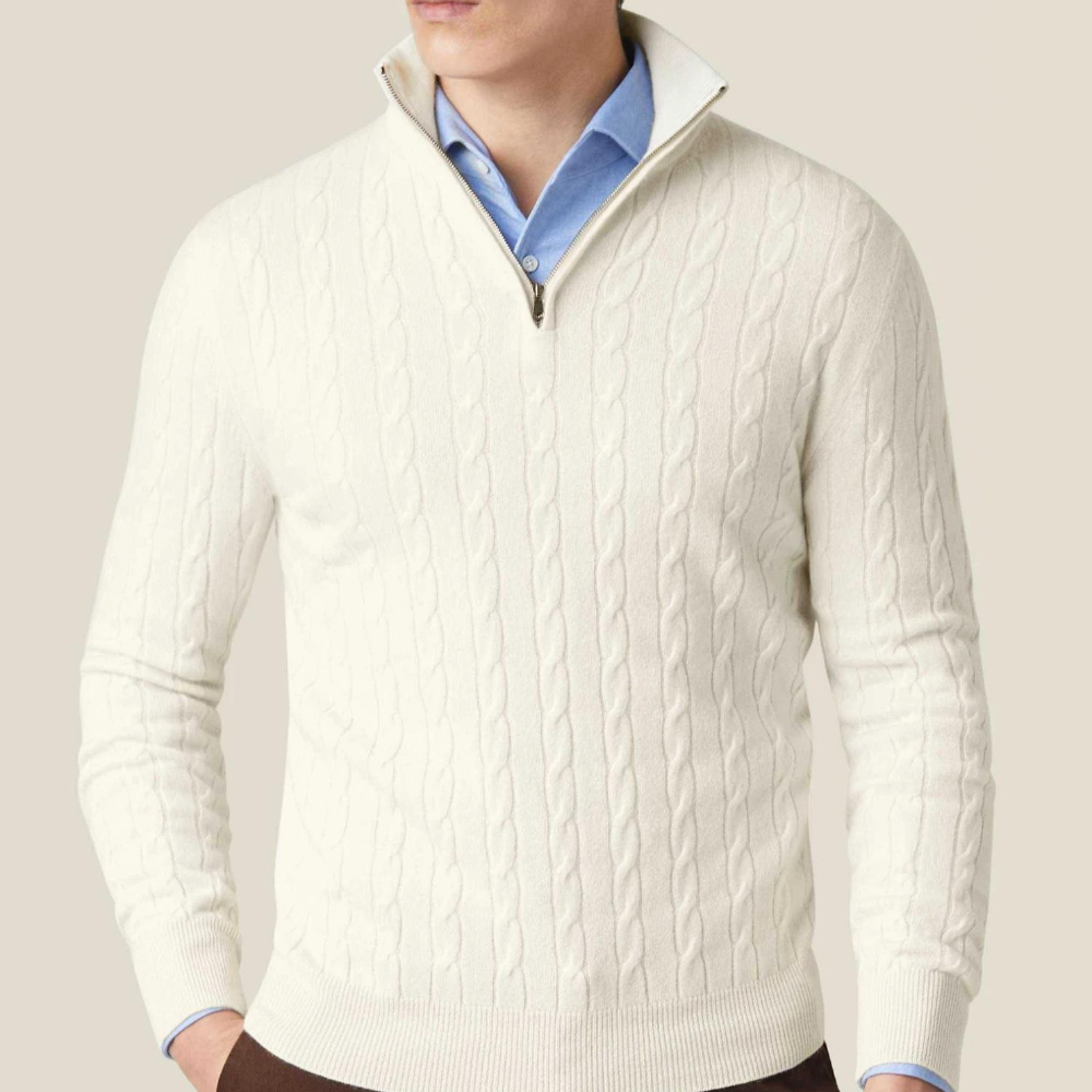 Zipper Sweater - Cable Knit Texture & Adjustable Warmth - Image 4