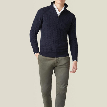 Zipper Sweater - Cable Knit Texture & Adjustable Warmth - Image 6