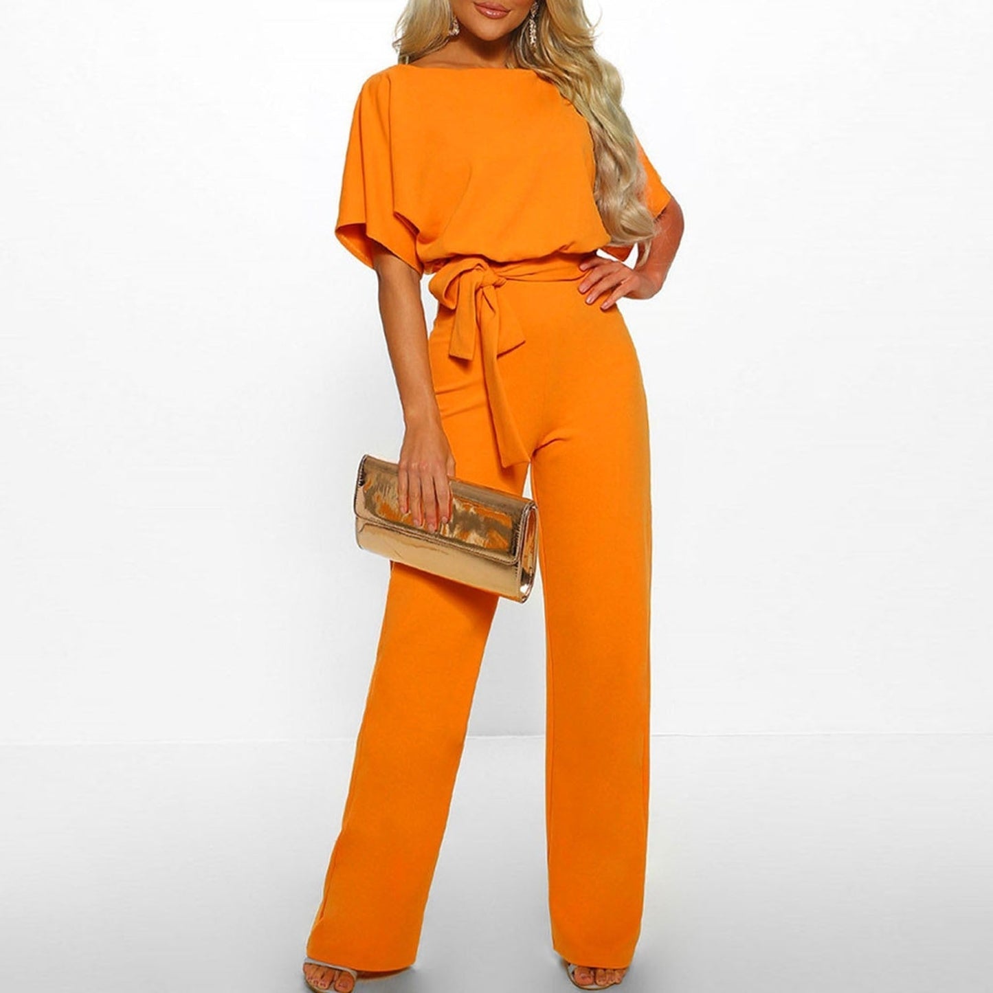 Women's Wide Leg Jumpsuit | Short Sleeved Elegant